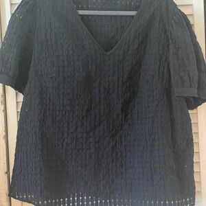 Black Sheer Textured Women's Top 2X